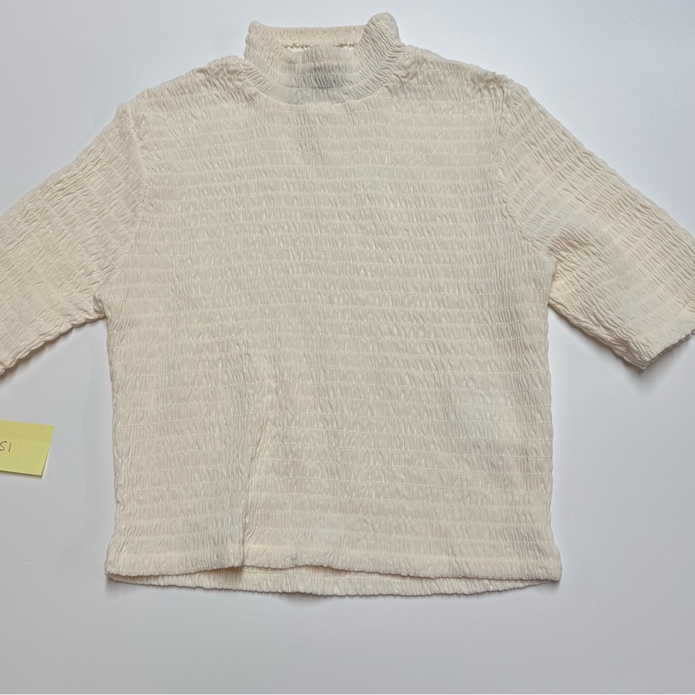 Express Ivory Textured Collared Top